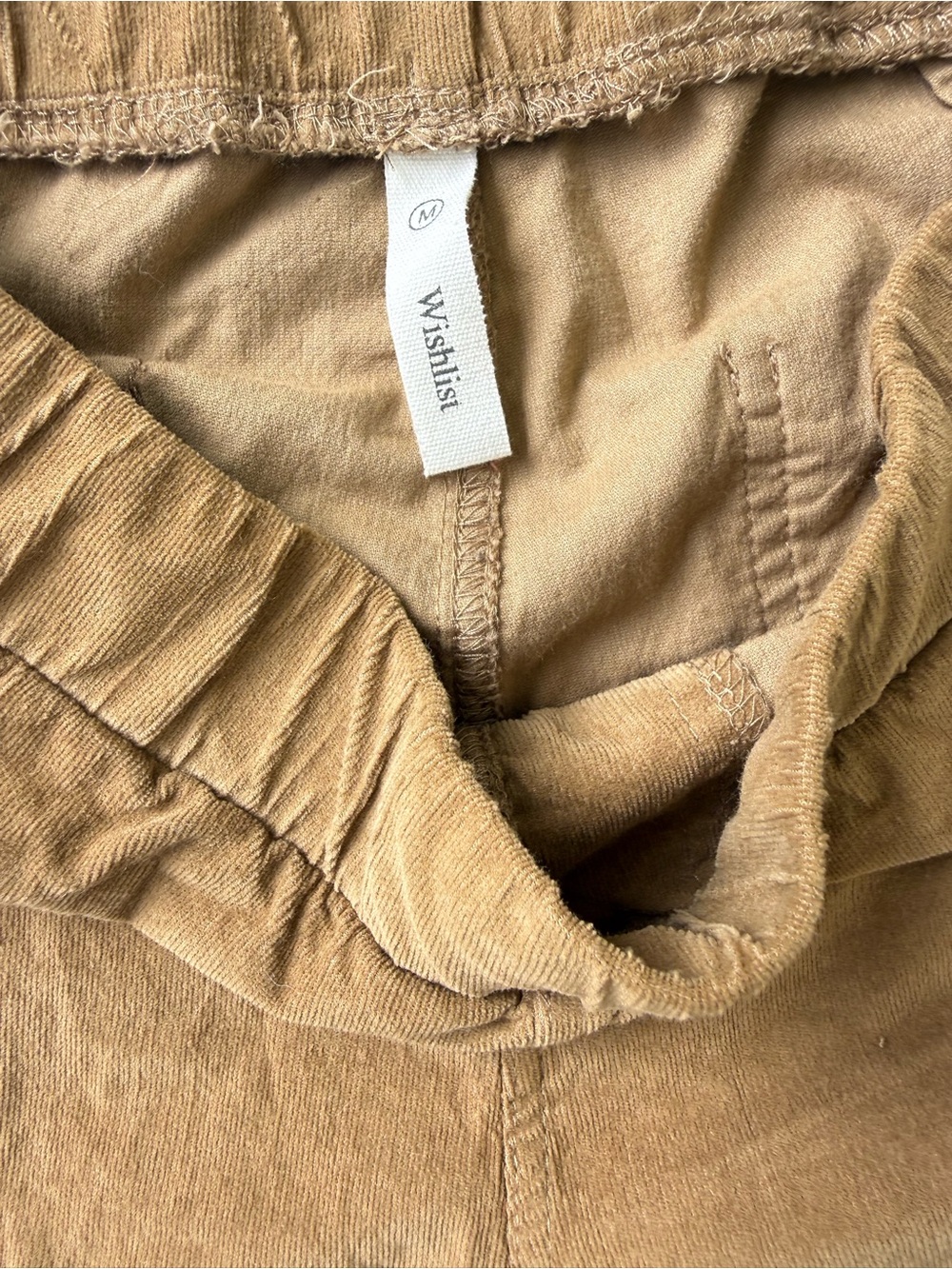 Wishlist Pull-On Stretchy Camel Brown Corduroy Flare Pants Retro 70’s Medium - Picture 5 of 5